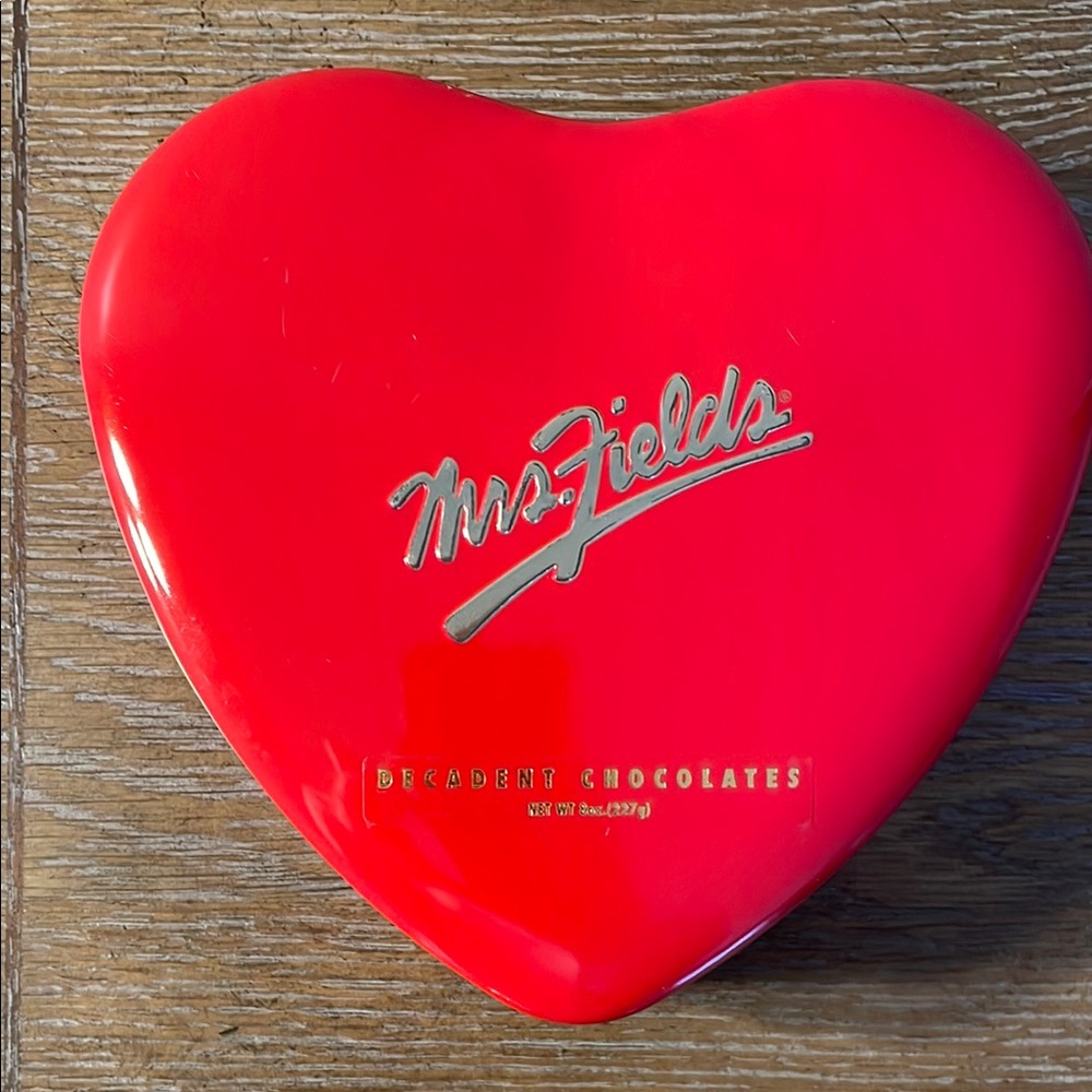 Mrs. Fields Red Heart Chocolate Tin